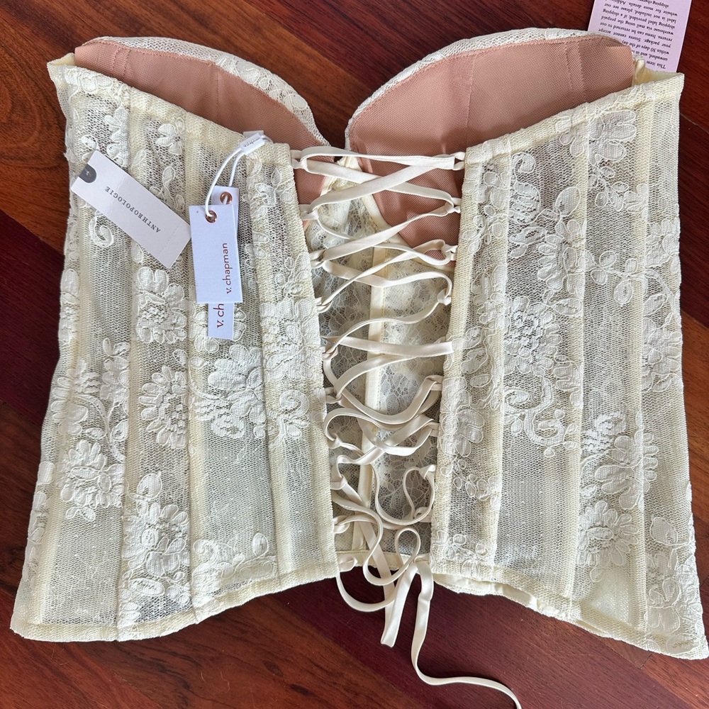 NWT V. Chapman Carolena Strapless Sweetheart A-Line Lace Midi Set - Picture 4 of 5